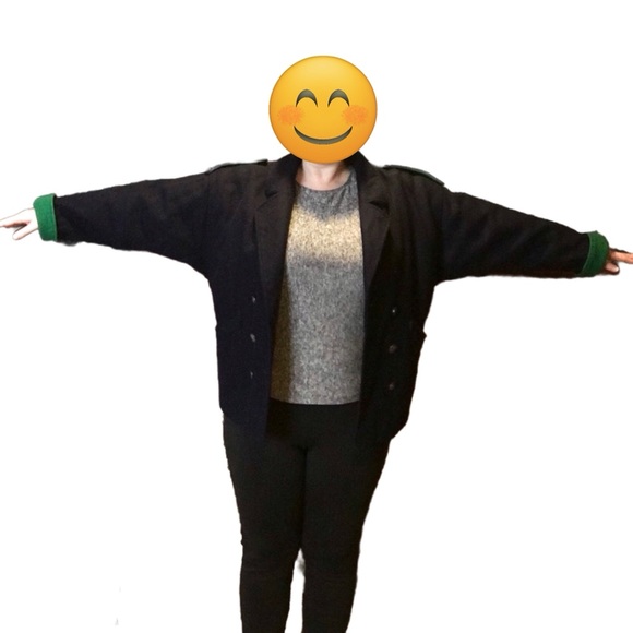 Vintage Unique Navy Blue Wool Peacoat, Utex Nautical Epaulet Double Breasted, XL - Picture 5 of 16